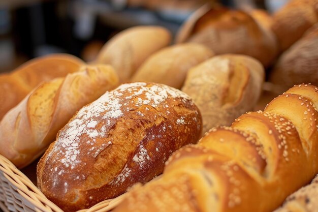 Freshly baked bread assortment in basket