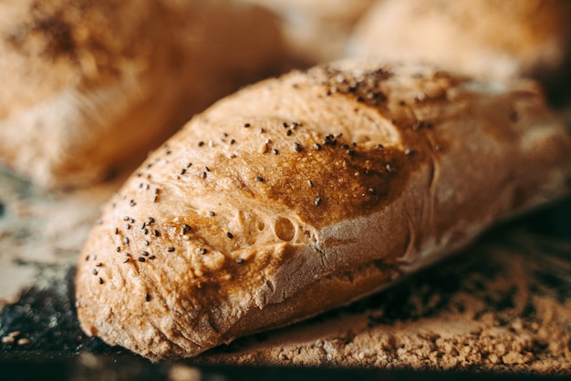 Freshly baked bread at the bakery the bakery