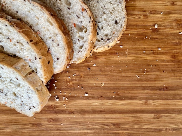 Freshly baked bread on cutting board