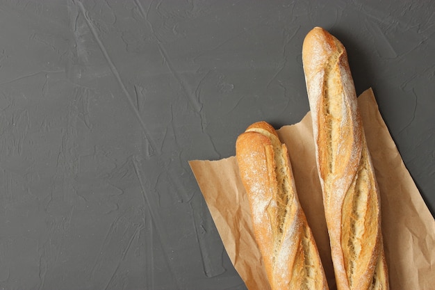 Freshly baked bread on the table closeup