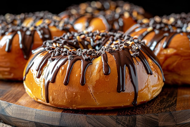 A freshly baked chocolate babka or brioche bread