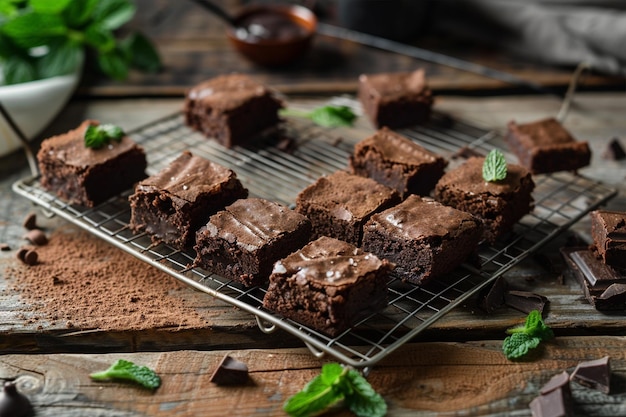 Photo freshly baked chocolate brownies