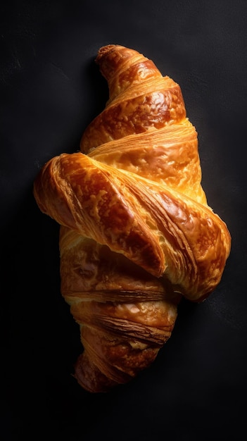 Freshly Baked Croissant Pastry Vertical Background