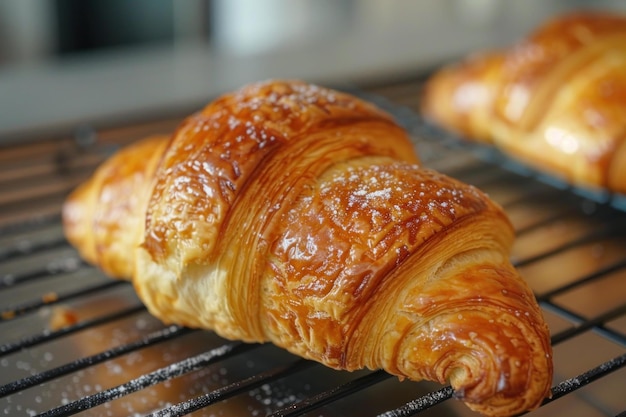 Freshly baked croissants cooling down