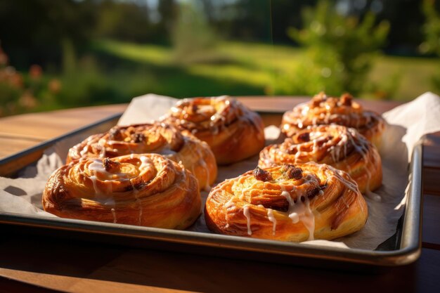 Photo freshly baked danish pastries