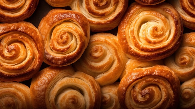 Freshly Baked Danish Pastry Horizontal Background