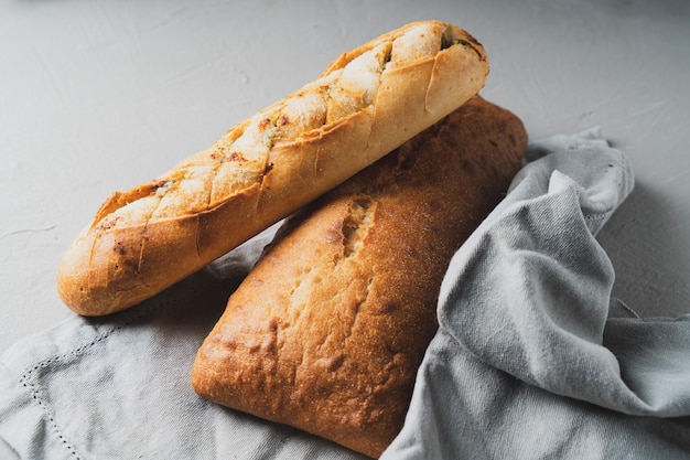 Freshly baked homemade bread with crispy crust and garlic