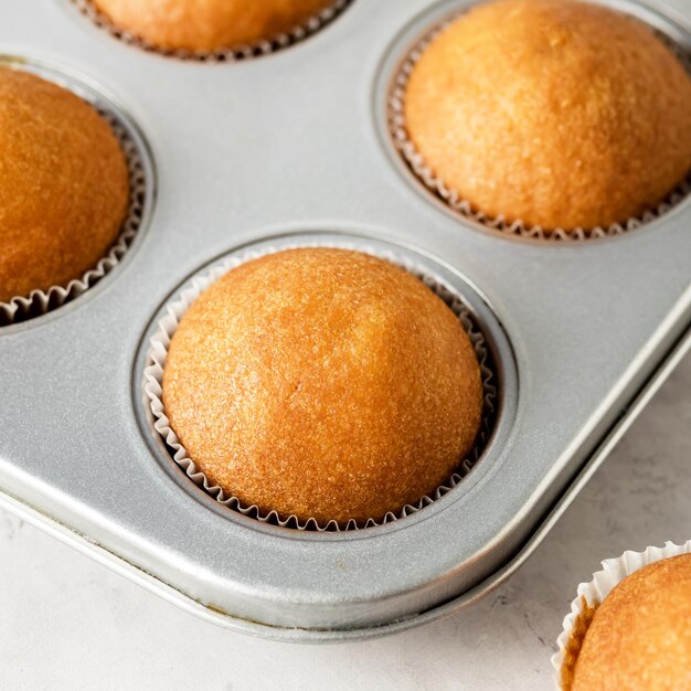 Freshly Baked Homemade Muffins Gray Background Tasty Sweet Breakfast Homemade Cakes Square