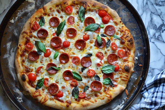 A Freshly Baked Homemade Pizza on a Rustic Pizza Stone