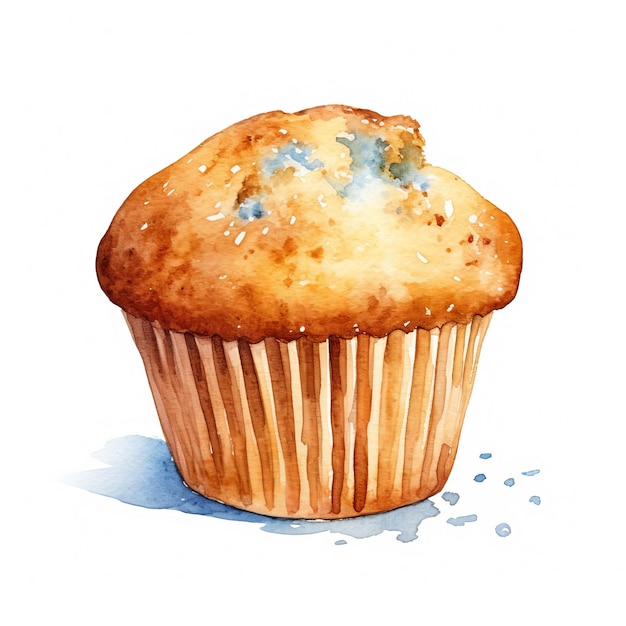 Freshly Baked Muffin Pastry Square Watercolor Illustration