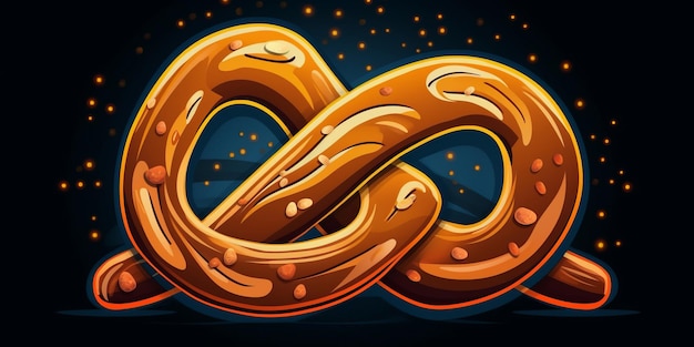 Freshly Baked Pretzel Bread Horizontal Trendy Illustration