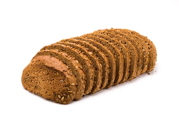 Freshly baked rye bread, whole grain food with a lot of fiber isolated on a white background