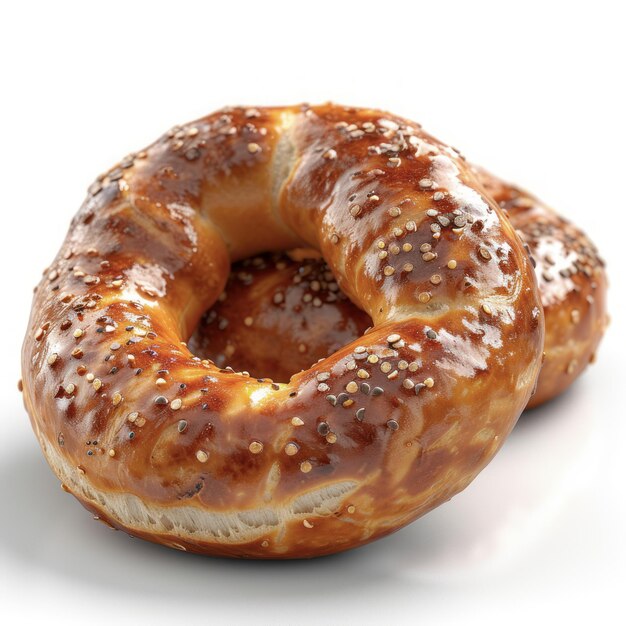 Freshly Baked Salted Pretzel on White Background