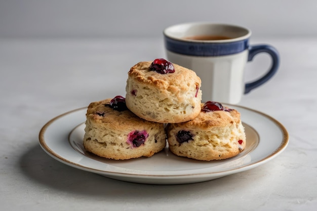 Photo freshly baked scones on a plate