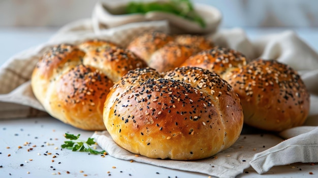 Photo freshly baked sesame seed buns delicious homemade buns for a classic fast food meal