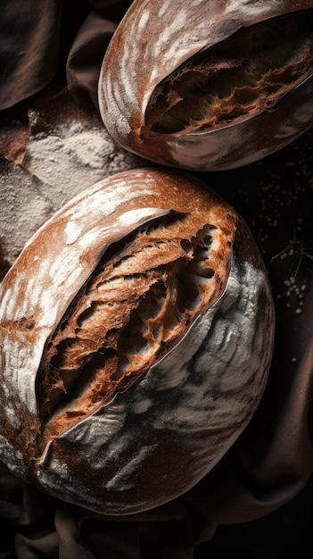 Freshly Baked Sourdough Bread Vertical Background