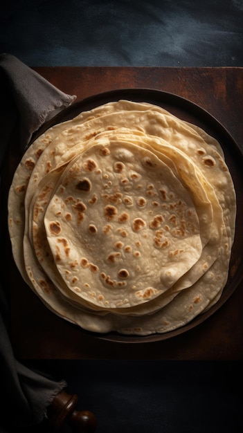 Freshly Baked Tortilla Flatbread Vertical Background