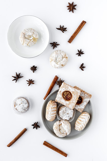 Freshly baked traditional pastry with tea