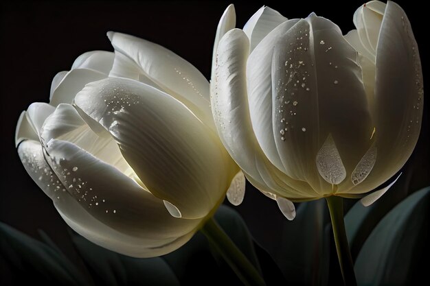 Freshly Bloomed White Tulips in the Garden A Springtime Beauty of Natures Colours Generative AI