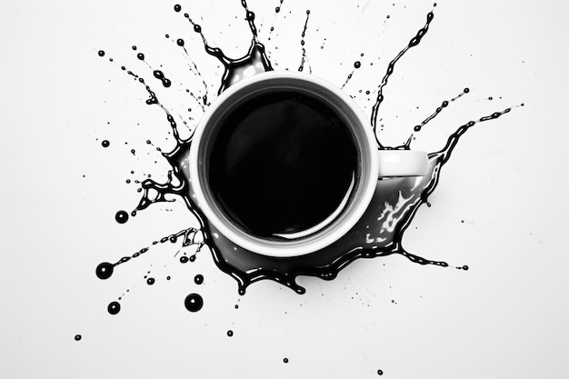 Photo freshly brewed coffee cup drawing