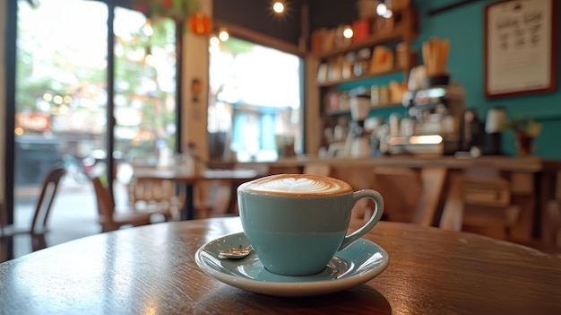 Freshly brewed coffee served in stylish cafe setting