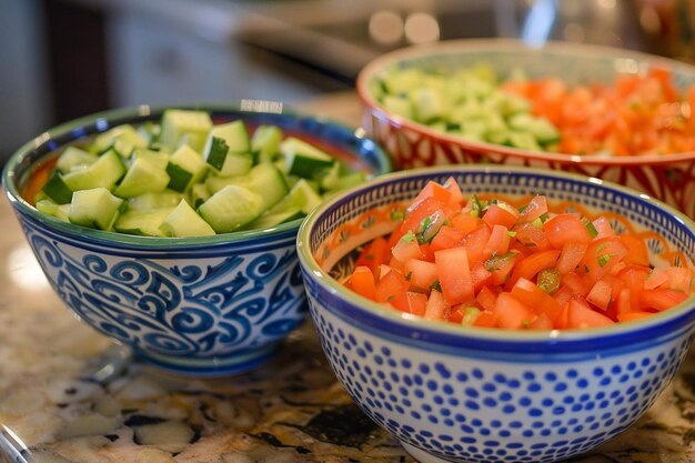 Freshly chopped vegetables for taco toppings