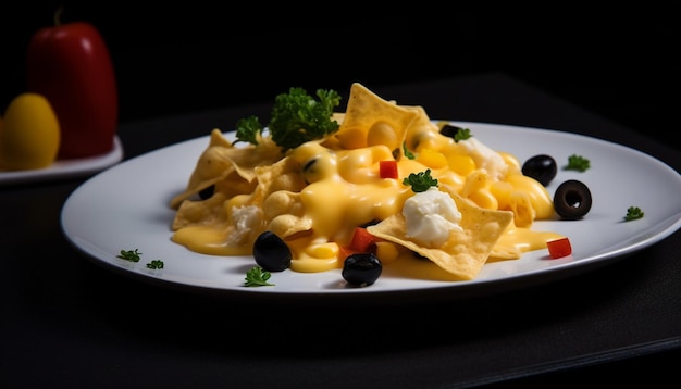 Freshly cooked gourmet pasta with healthy vegetables generated by AI