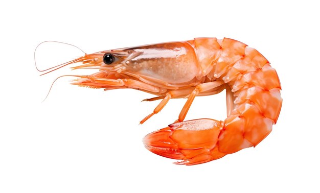 A freshly cooked whole shrimp with a bright red hue showcasing seafood delicacy