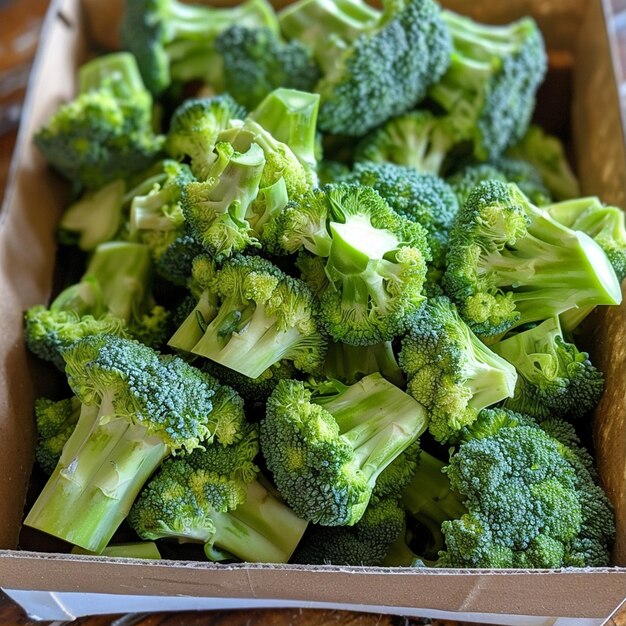 Photo freshly cut green broccoli squares perfect for healthy meals