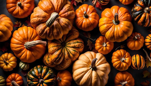 Freshly harvested pumpkins background food graphy