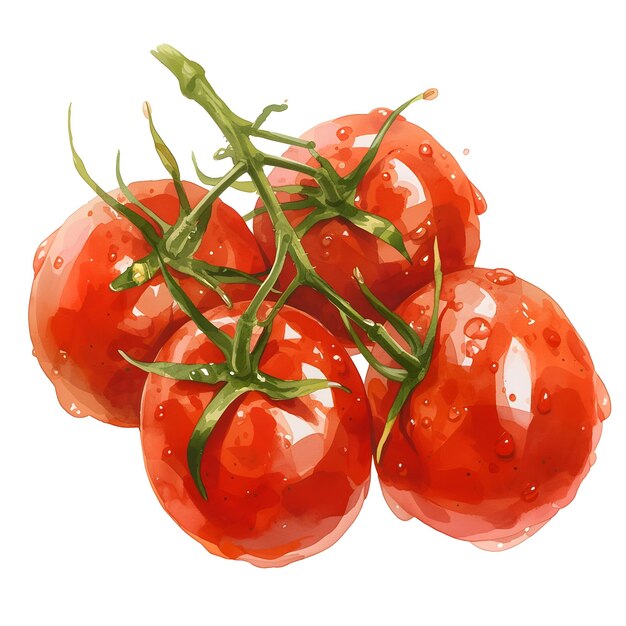 Freshly Harvested Tomatoes on White Background