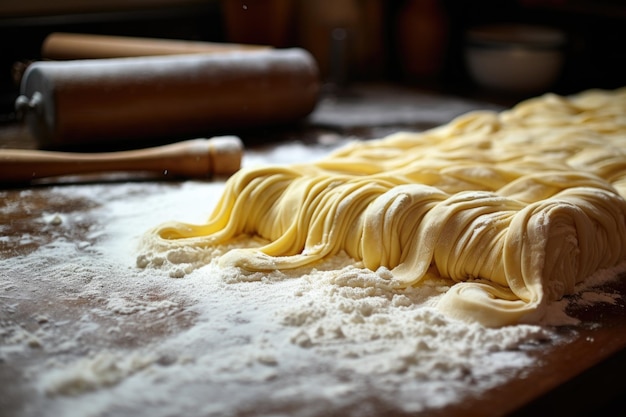 Freshly made pasta dough rolled out