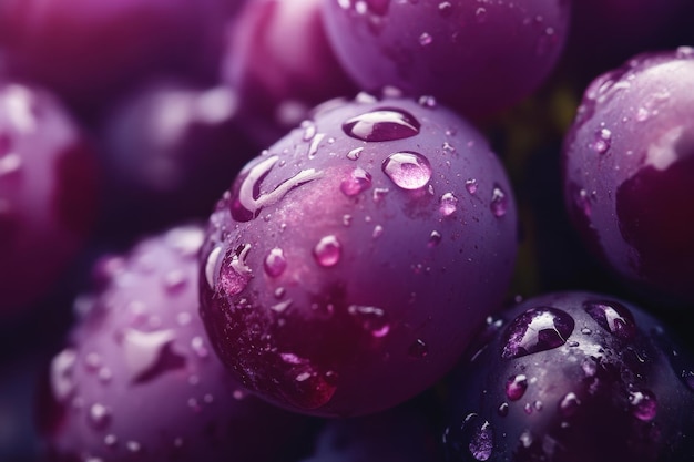 Photo freshly picked grapes glistening with water droplets in soft natural light