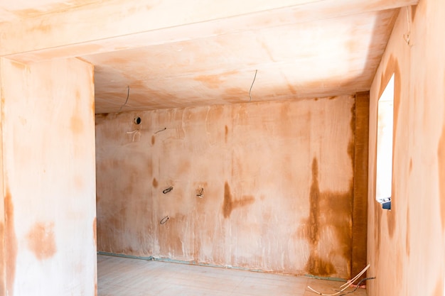 Freshly Plastered Walls in Room