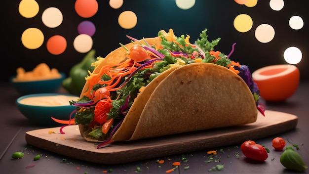 Freshly Prepared Crunchy Taco With Vibrant Vegetables