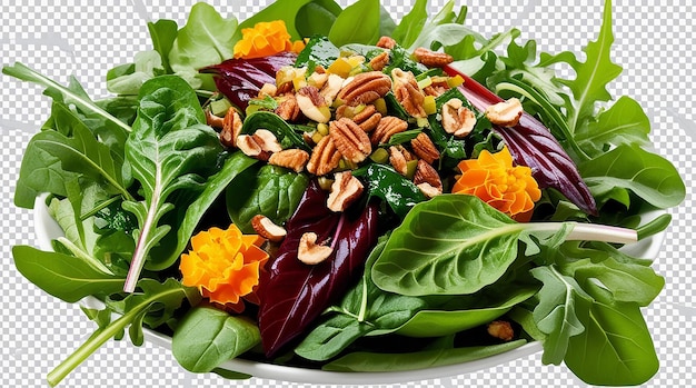 Freshly prepared green salad comprising mangold Swiss chard spinach