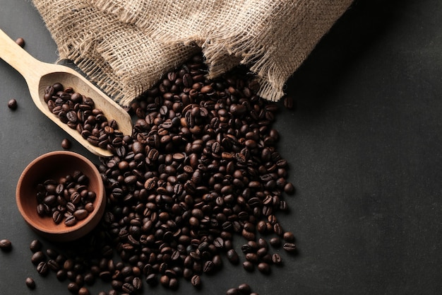 Freshly roasted coffee beans on the table