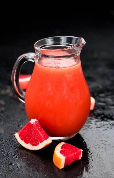 Freshly squeezed Grapefruit Juice selective focus