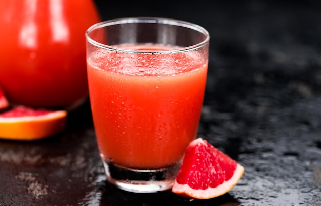 Freshly squeezed Grapefruit Juice selective focus