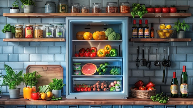 A Freshly Stocked Kitchen Fridge