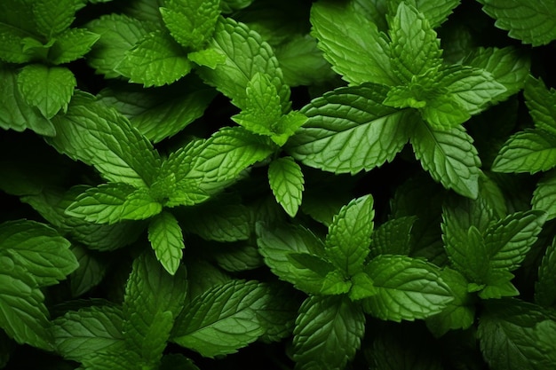 Freshness effect green air flow with mint leaves