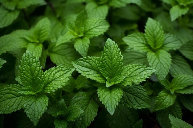 Freshness effect green air flow with mint leaves