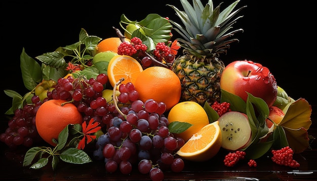 Freshness of fruit pineapple grape healthy eating citrus fruit nature generated by artificial intelligence