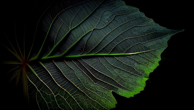 Freshness and growth in close up leaf vein generated by AI