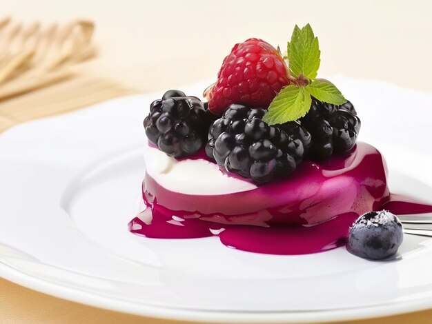 Freshness and indulgence on a plate of gourmet berry dessert