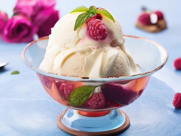 Freshness and indulgence on a plate homemade gourmet ice cream