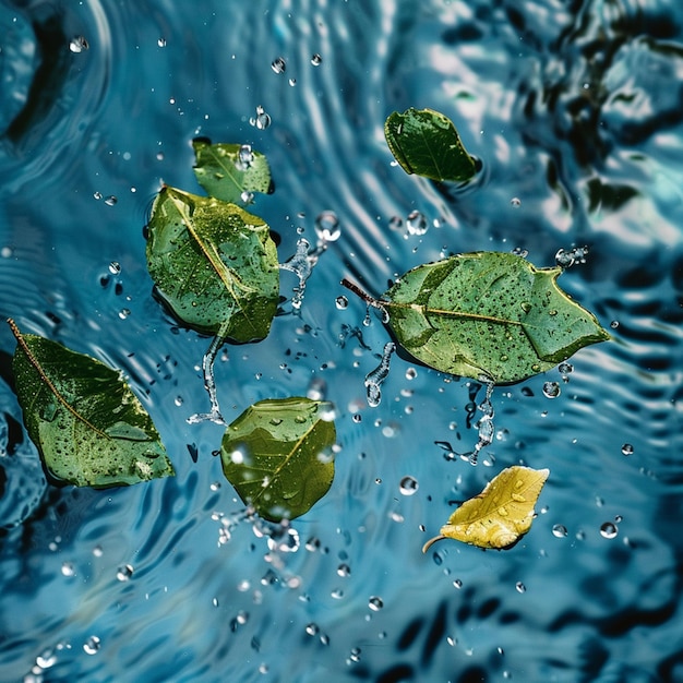 Photo freshness of leaves and water