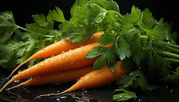 Freshness and nature in a close up of organic vegetables generated by artificial intelligence