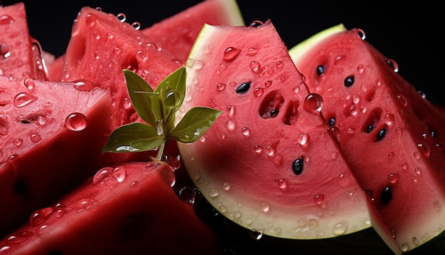 Freshness of nature gourmet slice of sweet watermelon juicy snack generated by artificial intelligence