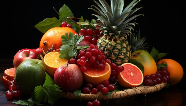 Freshness of nature vibrant colors a collection of healthy organic fruit generated by artificial intelligence